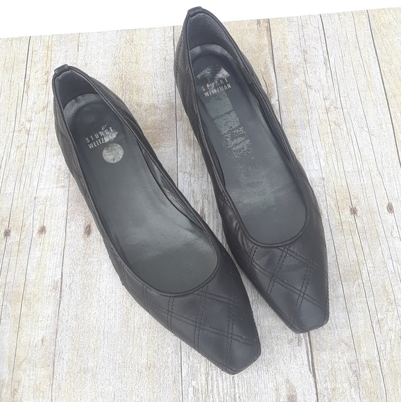 Stuart Weitzman Shoes - Quilted Square Toe Flats by Stuart Wetzman Black 9